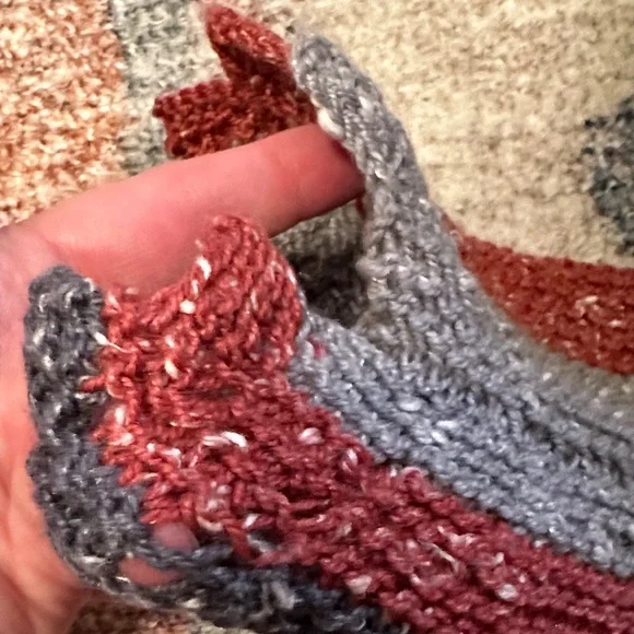 Stylish Red and Gray Alpaca Wool Blend Knit  Women's Shrug - Picture 7 of 10